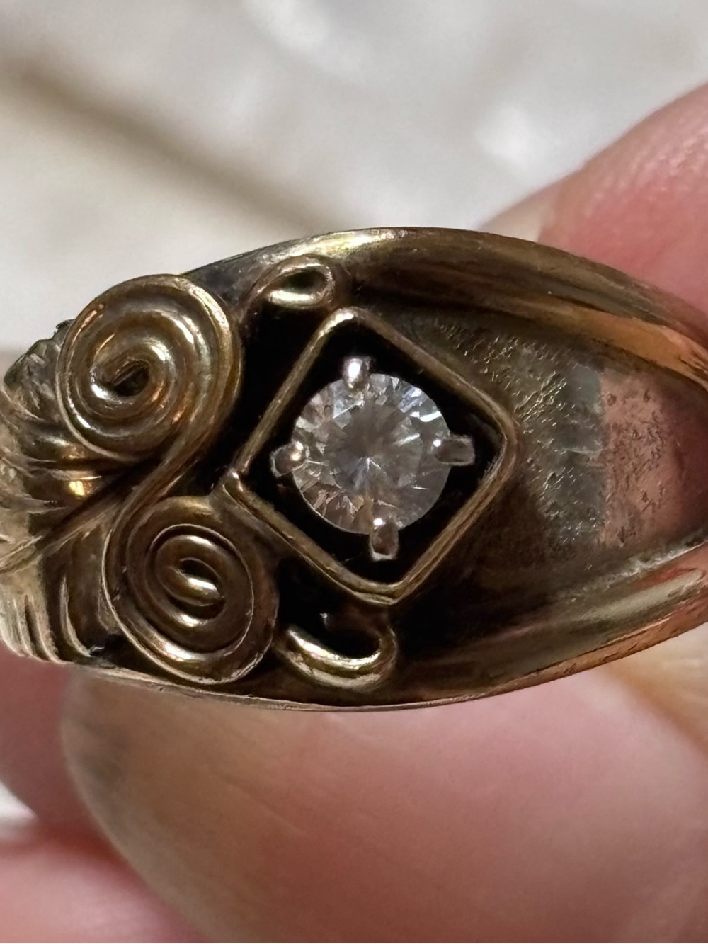 Vintage Sterling Silver Vermeil S.Ray Navajo Ring, sz 7